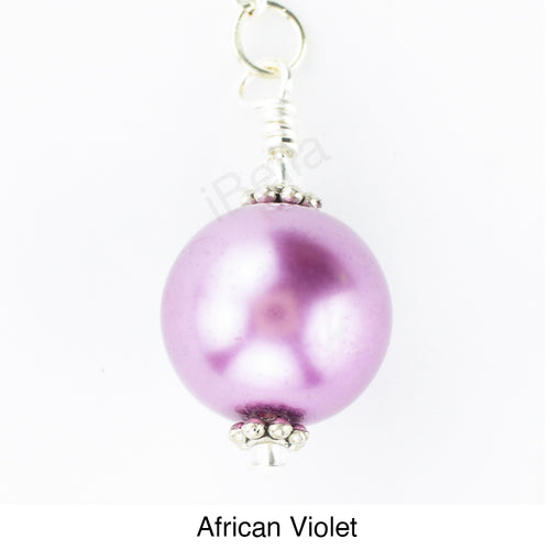 Scarf slide set extra glass pearl titled African Violet - view showing a closeup of the pearl.  iBella® Scarf Slides and scarf slide sets, jewelry sets.