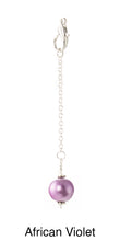 Load image into Gallery viewer, iBella® Scarf slide jewelry set extra pearl titled African Violet - view showing the pearl hanging.
