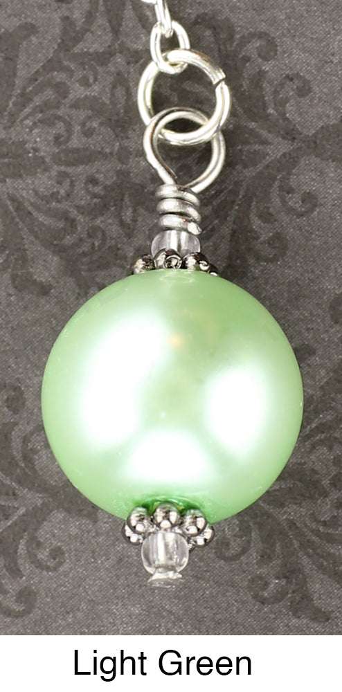 Scarf slide set extra glass pearl titled Light Green - view showing a closeup of the pearl.  iBella® Scarf Slides and scarf slide sets, jewelry sets.