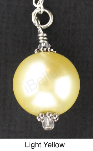 Scarf slide set extra glass pearl titled Light Yellow - view showing a closeup of the pearl.  iBella® Scarf Slides and scarf slide sets, jewelry sets.