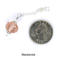 Load image into Gallery viewer, Scarf slide set extra crystal titled Mackenzie - view showing the crystal laying next to a quarter for size reference.  iBella® Scarf Slides and scarf slide sets, jewelry sets.
