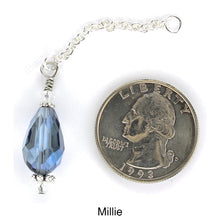 Load image into Gallery viewer, Scarf slide set extra crystal titled Millie - view showing the crystal laying next to a quarter for size reference.  iBella® Scarf Slides and scarf slide sets, jewelry sets.
