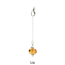 Load image into Gallery viewer, Scarf slide set extra crystal titled Lia - view showing the crystal hanging.  Bella® Scarf Slides and scarf slide sets, jewelry sets.
