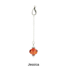 Load image into Gallery viewer, Scarf slide set extra crystal titled Jessica - view showing the crystal hanging.  iBella® Scarf Slides and scarf slide sets, jewelry sets.

