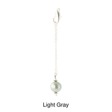 Load image into Gallery viewer, Scarf slide jewelry set extra pearl titled Light Gray - view showing the pearl hanging.
