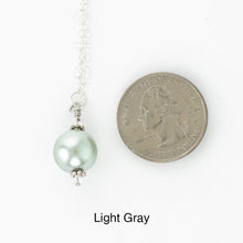 Load image into Gallery viewer, Scarf slide jewelry set extra pearl titled Light Gray - view showing the pearl laying next to a quarter for size reference.
