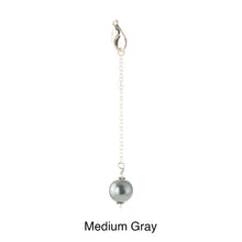 Load image into Gallery viewer, Scarf slide jewelry set extra pearl titled Medium Gray - view showing the pearl hanging.
