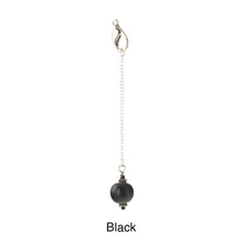 Load image into Gallery viewer, Scarf slide jewelry set extra pearl titled Black - view showing the pearl hanging.
