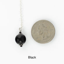 Load image into Gallery viewer, Scarf slide jewelry set extra pearl titled Black - view showing the pearl laying next to a quarter for size reference.

