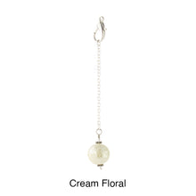 Load image into Gallery viewer, Scarf slide jewelry set extra pearl titled Cream Floral - view showing the pearl hanging.
