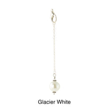 Load image into Gallery viewer, Scarf slide jewelry set extra pearl titled Glacier White - view showing the pearl hanging.
