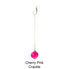 Load image into Gallery viewer, Scarf slide jewelry set extra pearl titled Cherry Pink Crackle - view showing the pearl hanging.
