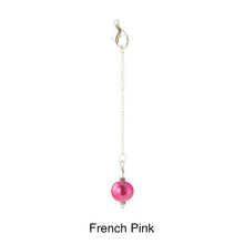 Load image into Gallery viewer, Scarf slide jewelry set extra pearl titled French Pink - view showing the pearl hanging.
