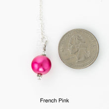 Load image into Gallery viewer, Scarf slide jewelry set extra pearl titled French Pink - view showing the pearl laying next to a quarter for size reference.
