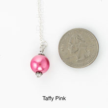 Load image into Gallery viewer, Scarf slide jewelry set extra pearl titled Taffy Pink - view showing the pearl laying next to a quarter for size reference.
