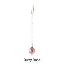 Load image into Gallery viewer, Scarf slide jewelry set extra pearl titled Dusty Rose - view showing the pearl hanging.

