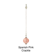Load image into Gallery viewer, Scarf slide jewelry set extra pearl titled Spanish Pink Crackle - view showing the pearl hanging.
