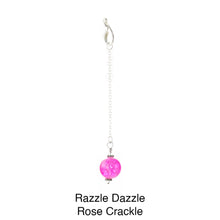 Load image into Gallery viewer, Scarf slide jewelry set extra pearl titled Razzle Dazzle Rose Crackle - view showing the pearl hanging.
