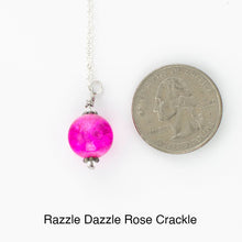 Load image into Gallery viewer, Scarf slide jewelry set extra pearl titled Razzle Dazzle Rose Crackle - view showing the pearl laying next to a quarter for size reference.
