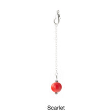 Load image into Gallery viewer, Scarf slide jewelry set extra pearl titled Scarlet - view showing the pearl hanging.
