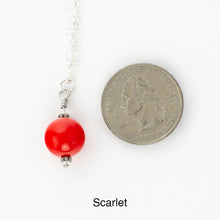 Load image into Gallery viewer, Scarf slide jewelry set extra pearl titled Scarlet - view showing the pearl laying next to a quarter for size reference.
