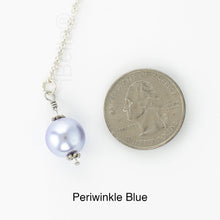 Load image into Gallery viewer, Scarf slide jewelry set extra pearl titled Periwinkle Blue - view showing the pearl laying next to a quarter for size reference.
