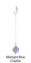 Load image into Gallery viewer, Scarf slide jewelry set extra pearl titled Midnight Blue Crackle - view showing the pearl hanging.
