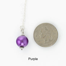 Load image into Gallery viewer, Scarf slide jewelry set extra pearl titled Purple - view showing the pearl laying next to a quarter for size reference.

