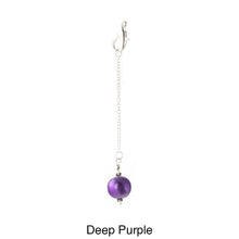Load image into Gallery viewer, Scarf slide jewelry set extra pearl titled Deep Purple - view showing the pearl hanging.
