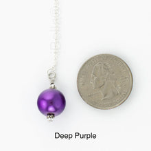 Load image into Gallery viewer, Scarf slide jewelry set extra pearl titled Deep Purple - view showing the pearl laying next to a quarter for size reference.
