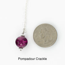 Load image into Gallery viewer, Scarf slide jewelry set extra pearl titled Pompadour Crackle - view showing the pearl laying next to a quarter for size reference.
