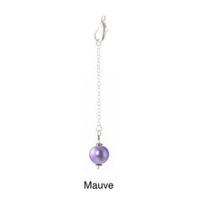 Load image into Gallery viewer, Scarf slide jewelry set extra pearl titled Mauve Purple - view showing the pearl hanging.
