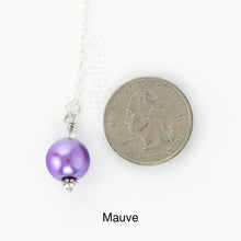 Load image into Gallery viewer, Scarf slide jewelry set extra pearl titled Mauve Purple - view showing the pearl laying next to a quarter for size reference.
