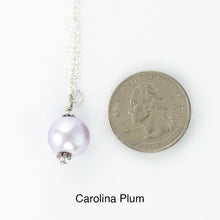 Load image into Gallery viewer, Scarf slide jewelry set extra pearl titled Carolina Plum Purple - view showing the pearl laying next to a quarter for size reference.
