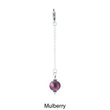 Load image into Gallery viewer, Scarf slide jewelry set extra pearl titled Mulberry - view showing the pearl hanging.
