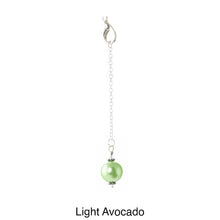 Load image into Gallery viewer, Scarf slide jewelry set extra pearl titled Light Avocado - view showing the pearl hanging.
