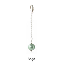 Load image into Gallery viewer, Scarf slide jewelry set extra pearl titled Sage Green - view showing the pearl hanging.
