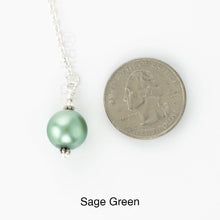 Load image into Gallery viewer, Scarf slide jewelry set extra pearl titled Sage Green - view showing the pearl laying next to a quarter for size reference.

