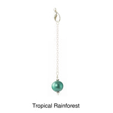 Load image into Gallery viewer, Scarf slide jewelry set extra pearl titled Tropical Rainforest - view showing the pearl hanging.
