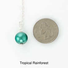 Load image into Gallery viewer, Scarf slide jewelry set extra pearl titled Tropical Rainforest - view showing the pearl laying next to a quarter for size reference.
