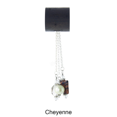 iBella® Scarf slide set named Cheyenne - scarf slide set bead combination with the brown and black sparkly pendant. This scarf slide set is pictured hanging.  iBella® Scarf Slides and scarf slide sets, jewelry sets.