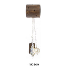 Load image into Gallery viewer, iBella® Scarf slide set named Tucson - alternate view showing the brown pendant.  iBella® Scarf Slides and scarf slide sets, jewelry sets.
