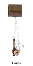Load image into Gallery viewer, iBella® scarf slide jewelry set named Frisco - alternate scarf slide set bead combination with the brown metal twisted pendant. This scarf slide is pictured hanging.  iBella® Scarf Slides and scarf slide sets, jewelry sets.

