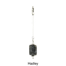 Load image into Gallery viewer, Scarf slide set extra pendant titled Hadley - view showing the gray pendant hanging.
