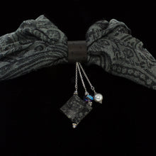 Load image into Gallery viewer, iBella® scarf slide jewelry set named Gracious pictured hanging on a scarf.  iBella® Scarf Slides and scarf slide sets, jewelry sets.
