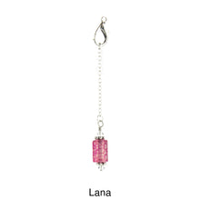 Load image into Gallery viewer, Scarf slide set extra pendant titled Lana - view showing the pink pendant hanging.
