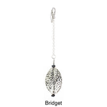 Load image into Gallery viewer, Scarf slide set extra pendant titled Bridget - view showing the silver pendant hanging.
