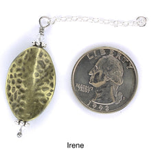 Load image into Gallery viewer, Scarf slide set extra pendant titled Irene - view showing the gold pendant laying next to a quarter for size reference.
