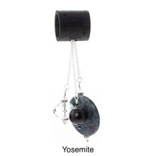 Load image into Gallery viewer, iBella® scarf slide jewelry set named Yosemite - alternate scarf slide set bead combination with the AAA pendant. This scarf slide set is pictured hanging.  iBella® Scarf Slides and scarf slide sets, jewelry sets.
