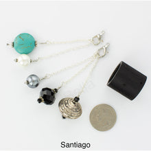 Load image into Gallery viewer, iBella® scarf slide jewelry set named Santiago - shown laying next to a quarter.  iBella® Scarf Slides and scarf slide sets, jewelry sets.
